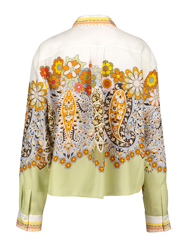 Witte zijden blouse met bloemenprint Herzen's