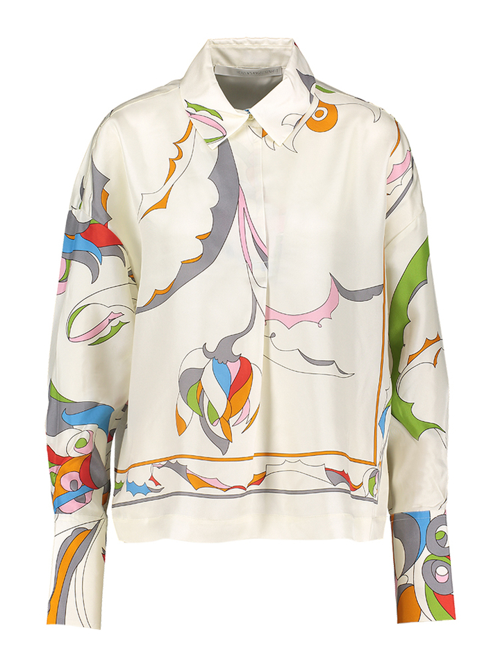 Beige bloes met multicolor print Herzen's