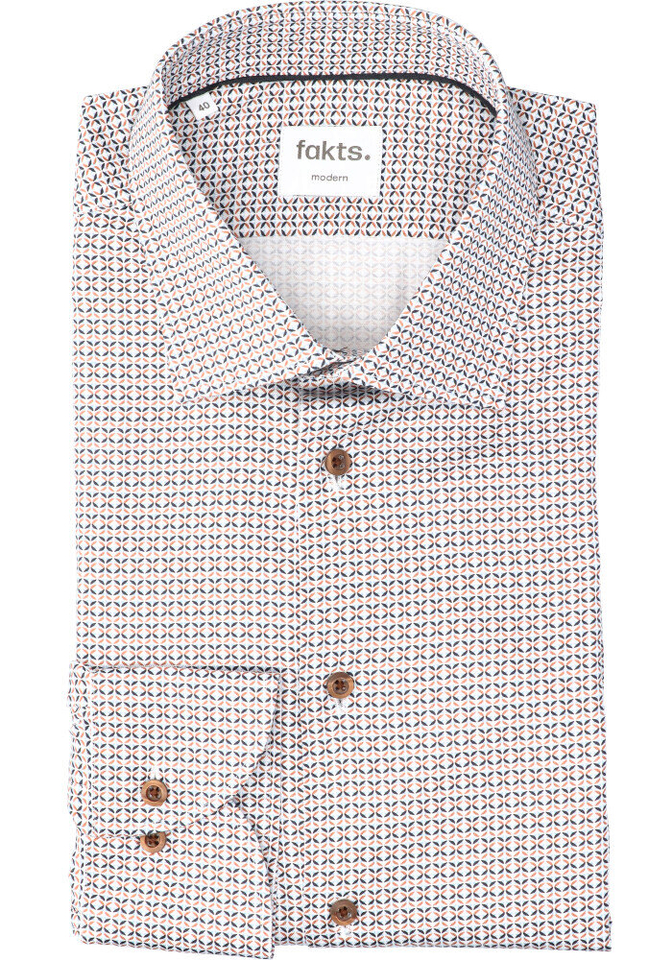 Bruin katoenen hemd (regular fit) met print Fakts