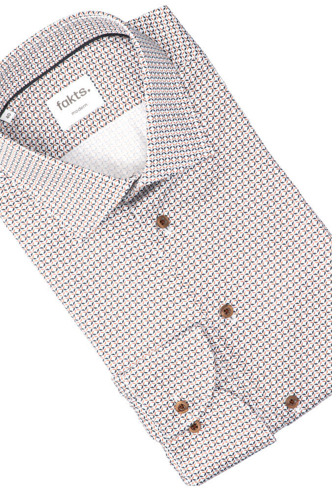 Bruin katoenen hemd (regular fit) met print Fakts