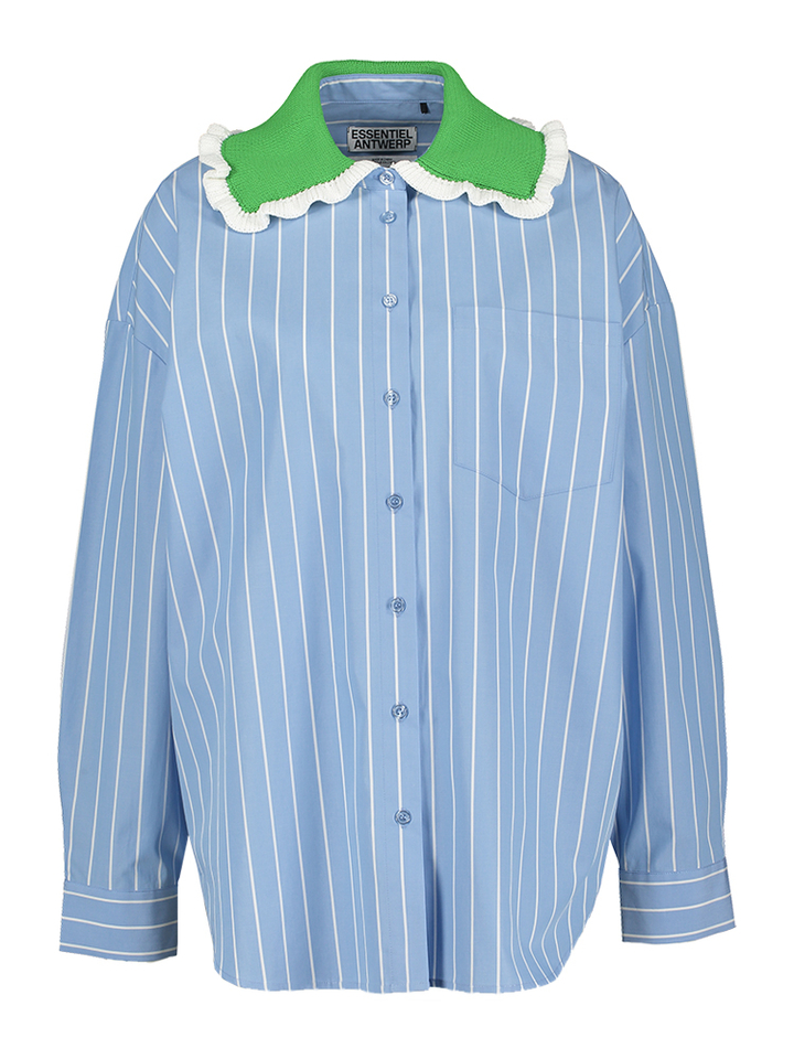 Gestreepte blouse met groene kanten kraag Joyful Essentiel