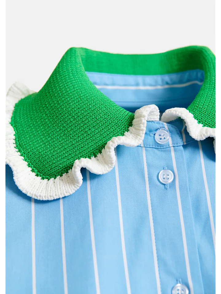 Gestreepte blouse met groene kanten kraag Joyful Essentiel