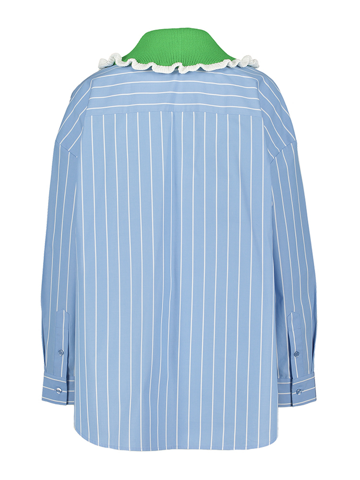 Gestreepte blouse met groene kanten kraag Joyful Essentiel