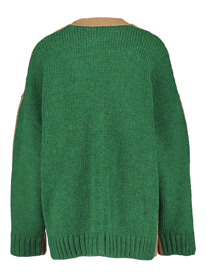 Beige/groene cardigan met strass knopen Jokes Essentiel