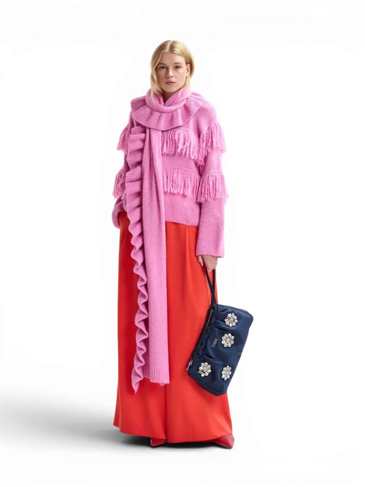 Roze trui met ruffles Johns Essentiel 