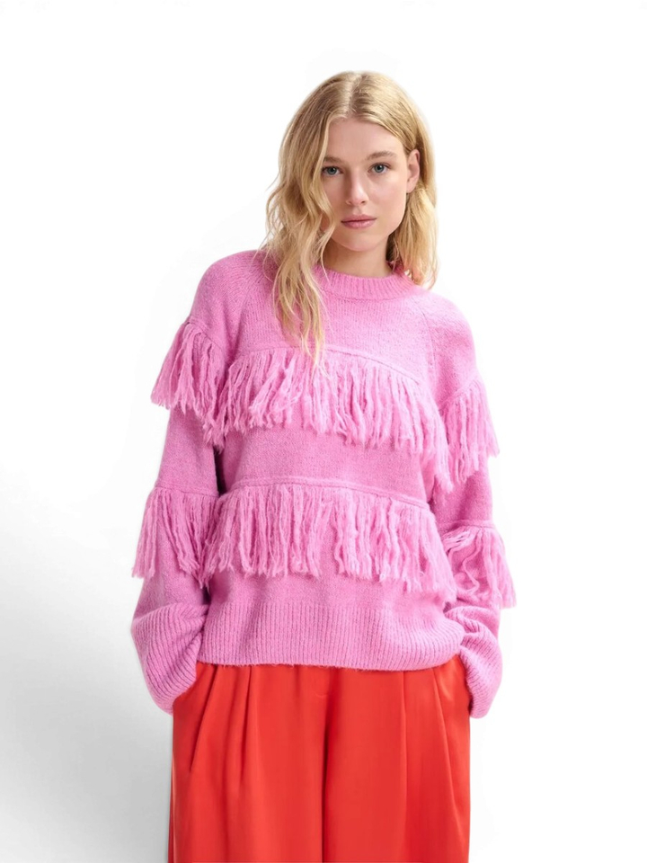 Roze trui met ruffles Johns Essentiel 