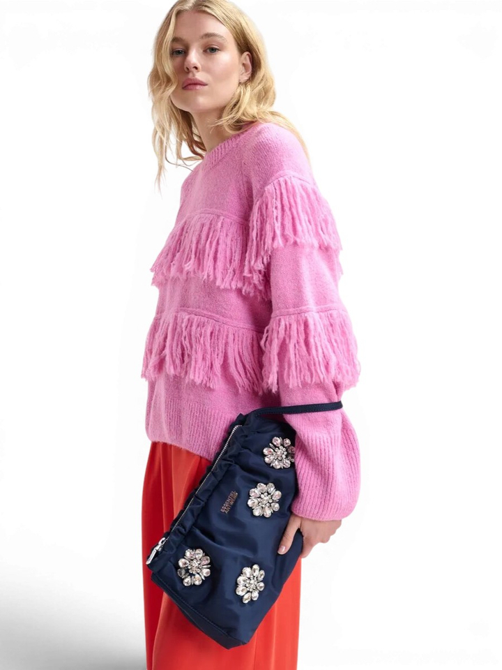 Roze trui met ruffles Johns Essentiel 