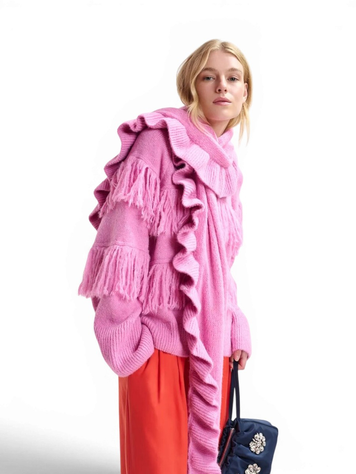 Roze trui met ruffles Johns Essentiel 