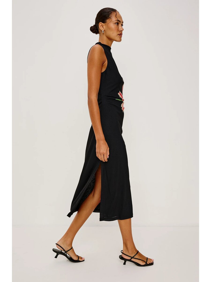 Zwarte jurk met bloemenprint Rebecca Rails