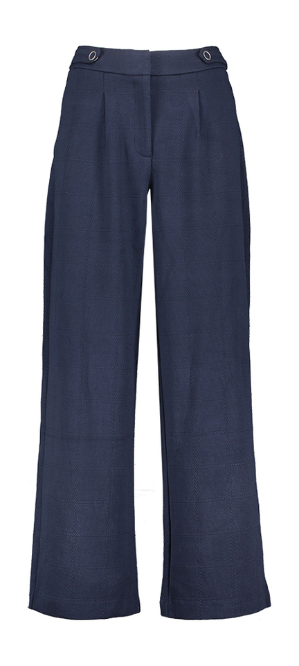 Donkerbelauwe broek met structuur Kate Ichi 