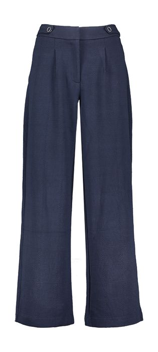 Donkerbelauwe broek met structuur Kate Ichi