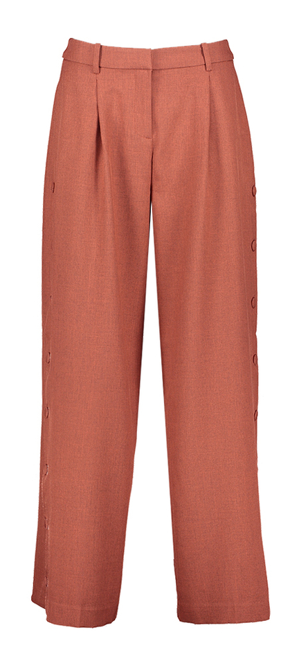 Rode broek met knoopdetail aan zijkanten Lexi Ichi