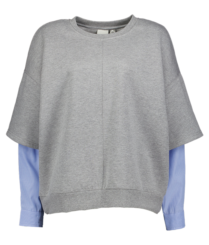 Grijze oversized sweater met hemd mouwen Olinne Ichi