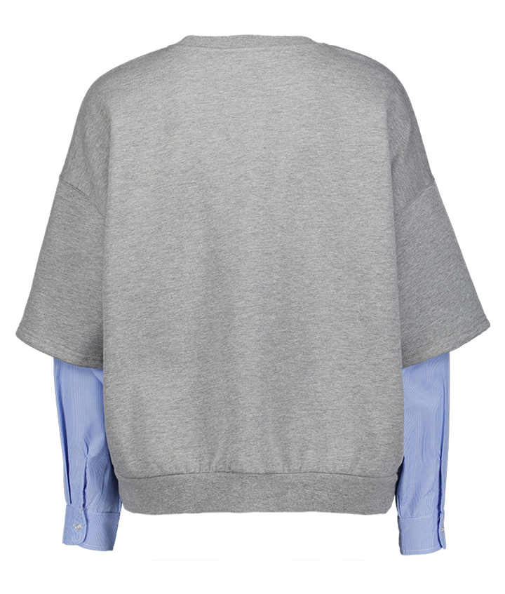 Grijze oversized sweater met hemd mouwen Olinne Ichi