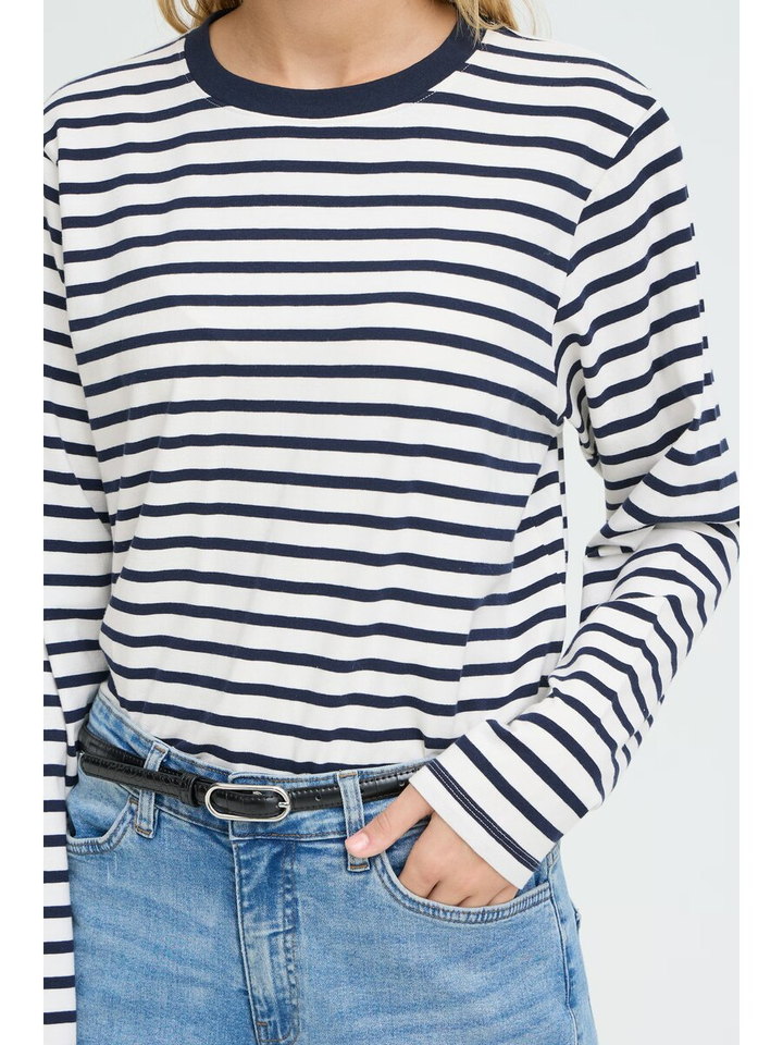 Blauwe gestreepte t-shirt Mira Loose Ichi