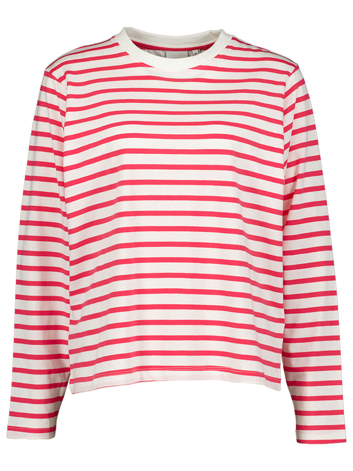 Roze gestreepte t-shirt Mira Loose Ichi