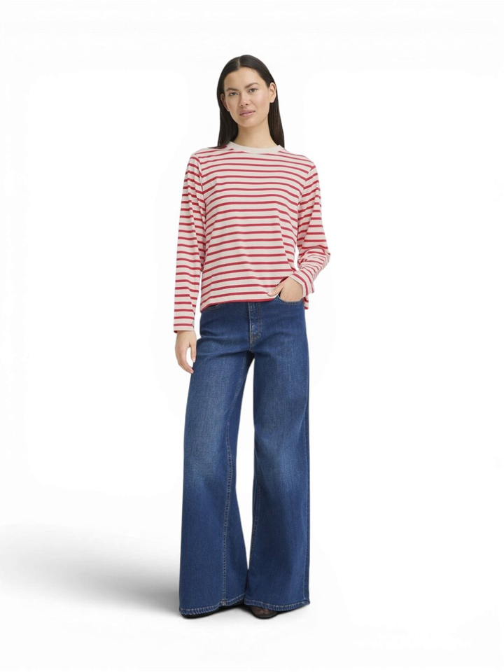 Roze gestreepte t-shirt Mira Loose Ichi
