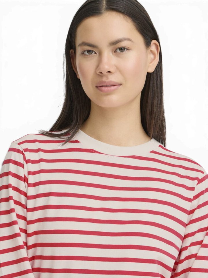Roze gestreepte t-shirt Mira Loose Ichi