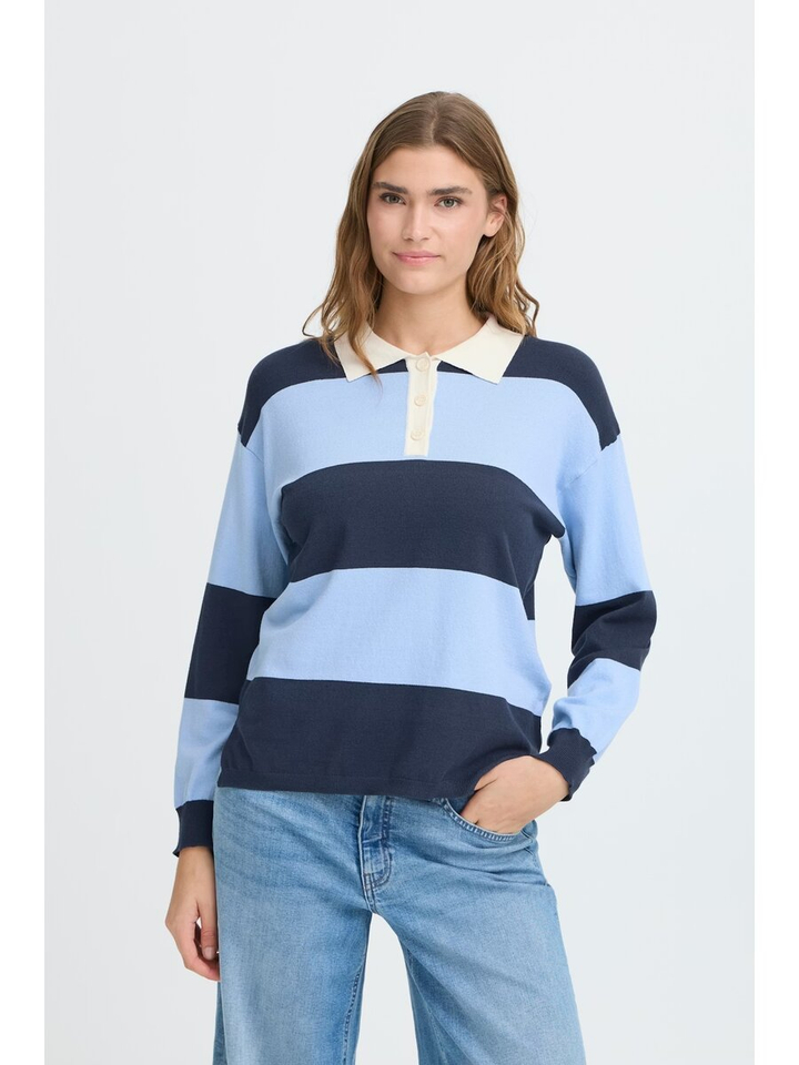 Blauwe trui met blauwe strepen Boston Ichi