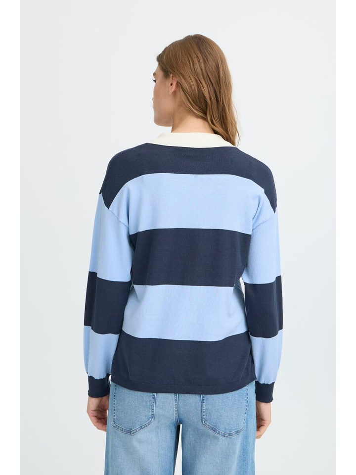 Blauwe trui met blauwe strepen Boston Ichi