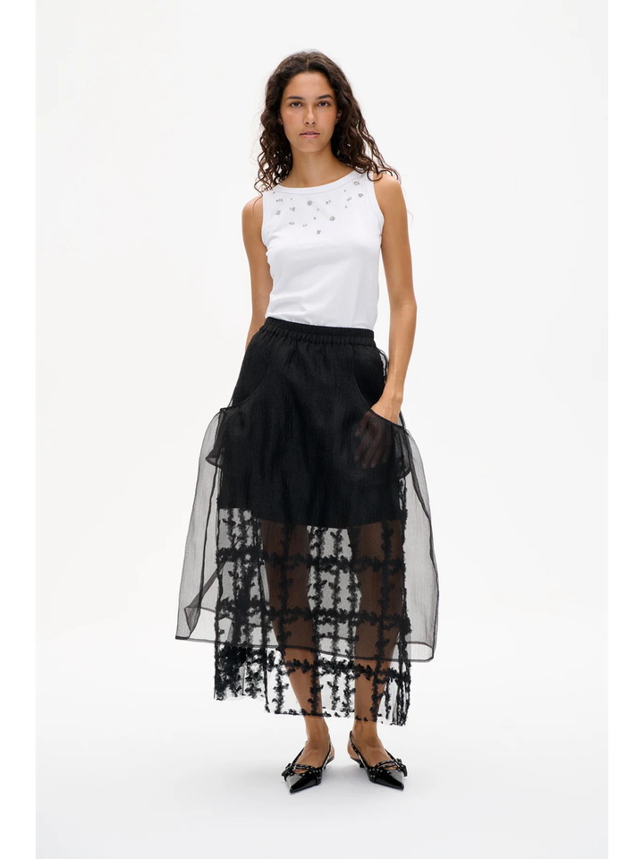 Zwarte doorzichtige lange rok met bloemenprint Sevara Baum Und Pferdgarten 