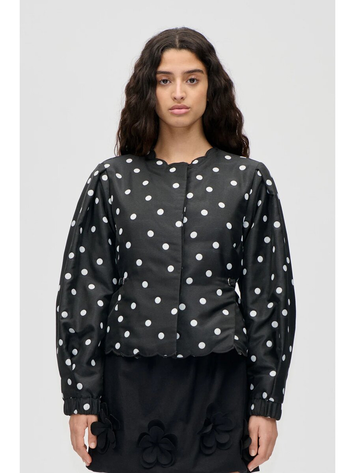 Zwarte bloes met bolletjes print Stine Goya