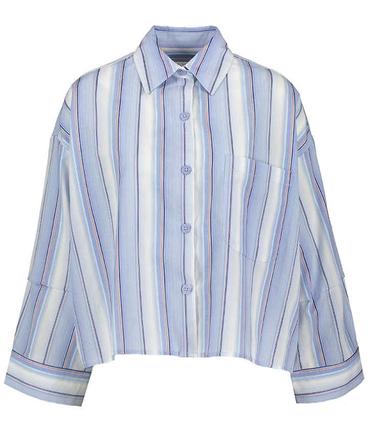 Blauwe gestreepte kortere bloes Nikki Rae