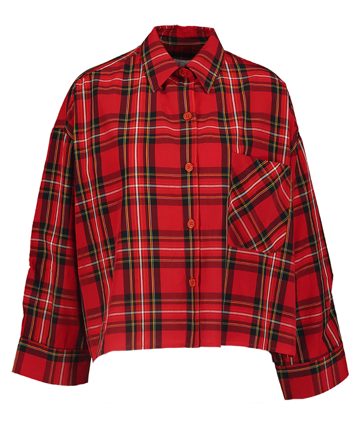 Rode geruite korte bloes Nikki Rae