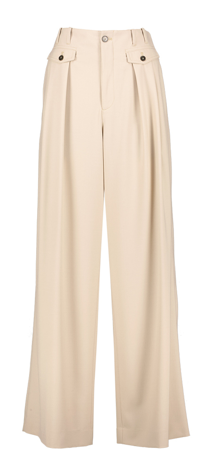 Beige wijde broek met bandplooi Closed