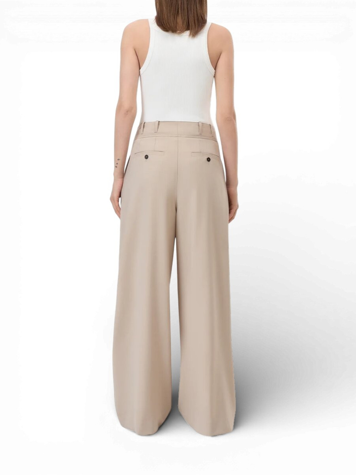 Beige wijde broek met bandplooi Closed