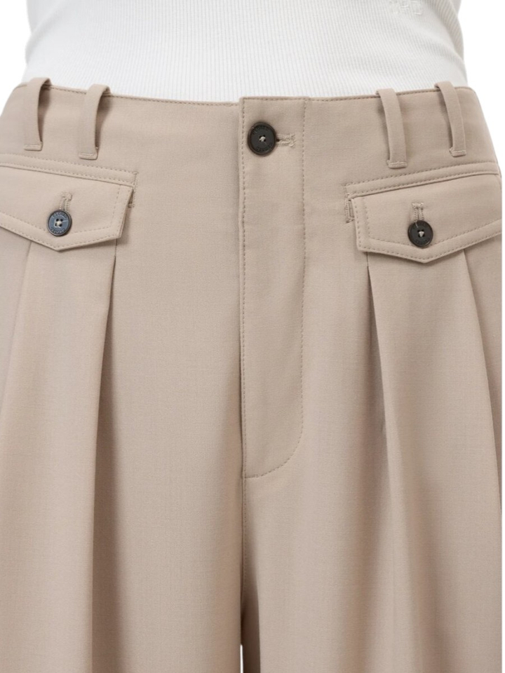 Beige wijde broek met bandplooi Closed