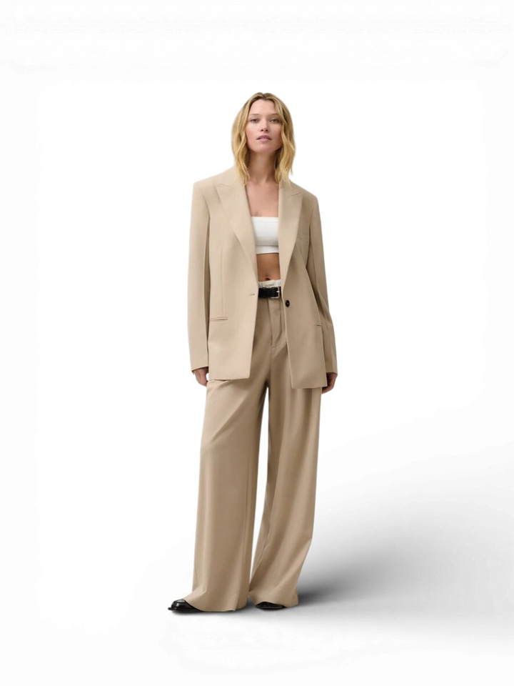 Beige wijde broek met bandplooi Closed