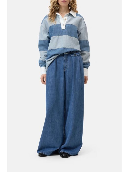 Blauwe loose fit jeans met bandplooi Closed