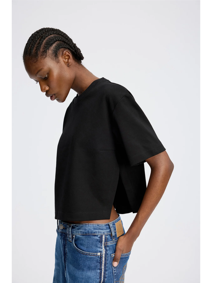 Zwarte t-shirt met kanten detail Rach Munthe 