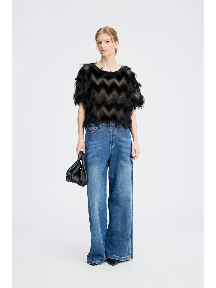 Zwarte sierlijke blouse Rossi Munthe