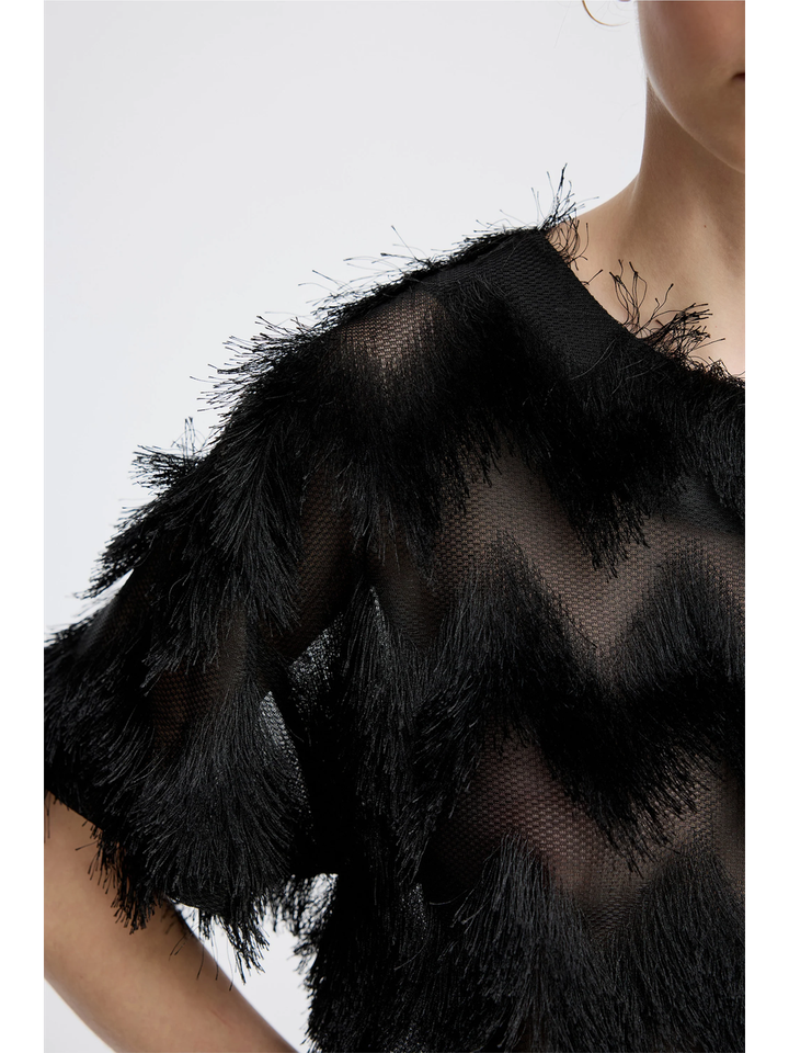 Zwarte sierlijke blouse Rossi Munthe