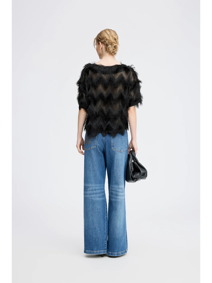 Zwarte sierlijke blouse Rossi Munthe