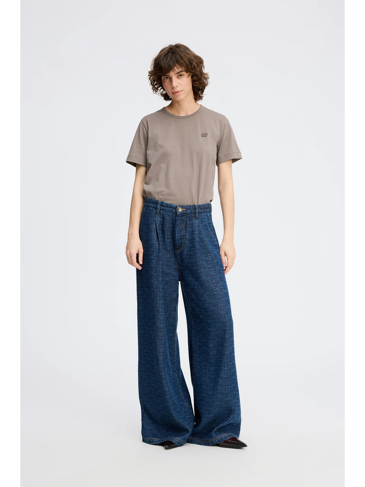 Blauwe loose fit jeans met print Ronan Munthe 