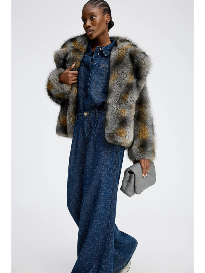 Blauwe loose fit jeans met print Ronan Munthe 