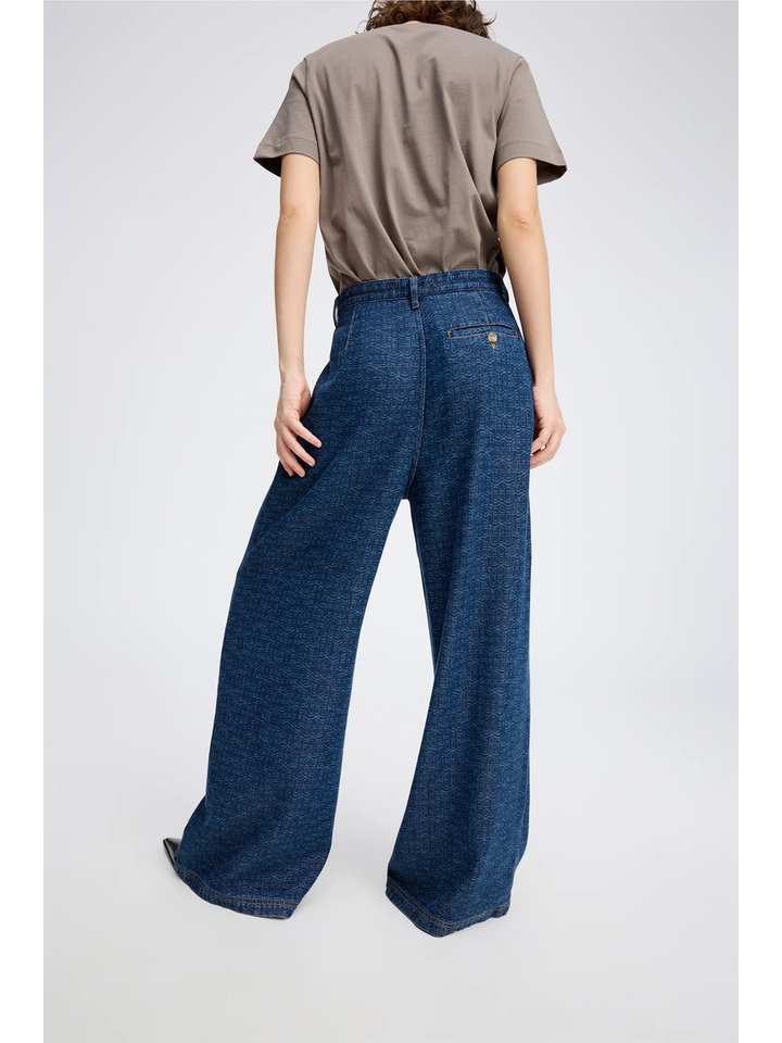 Blauwe loose fit jeans met print Ronan Munthe 