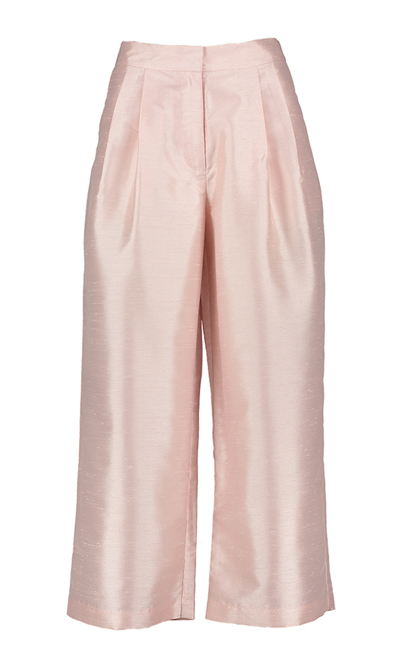 Pale pink cropped broek met bandplooi Stella Nova