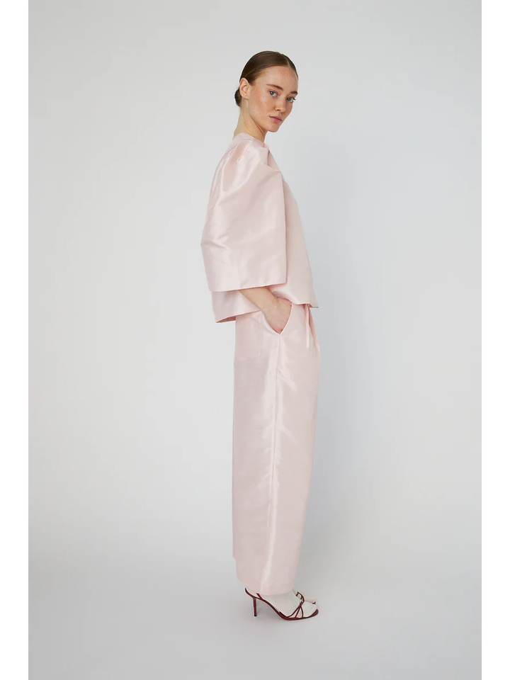 Pale pink cropped broek met bandplooi Stella Nova