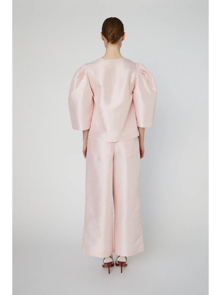 Pale pink cropped broek met bandplooi Stella Nova