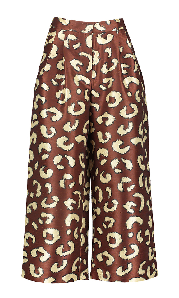 Leopard cropped broek met bandplooi Stella Nova
