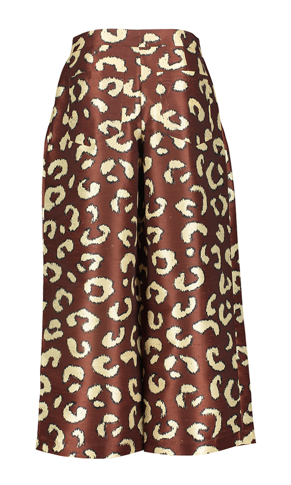 Leopard cropped broek met bandplooi Stella Nova