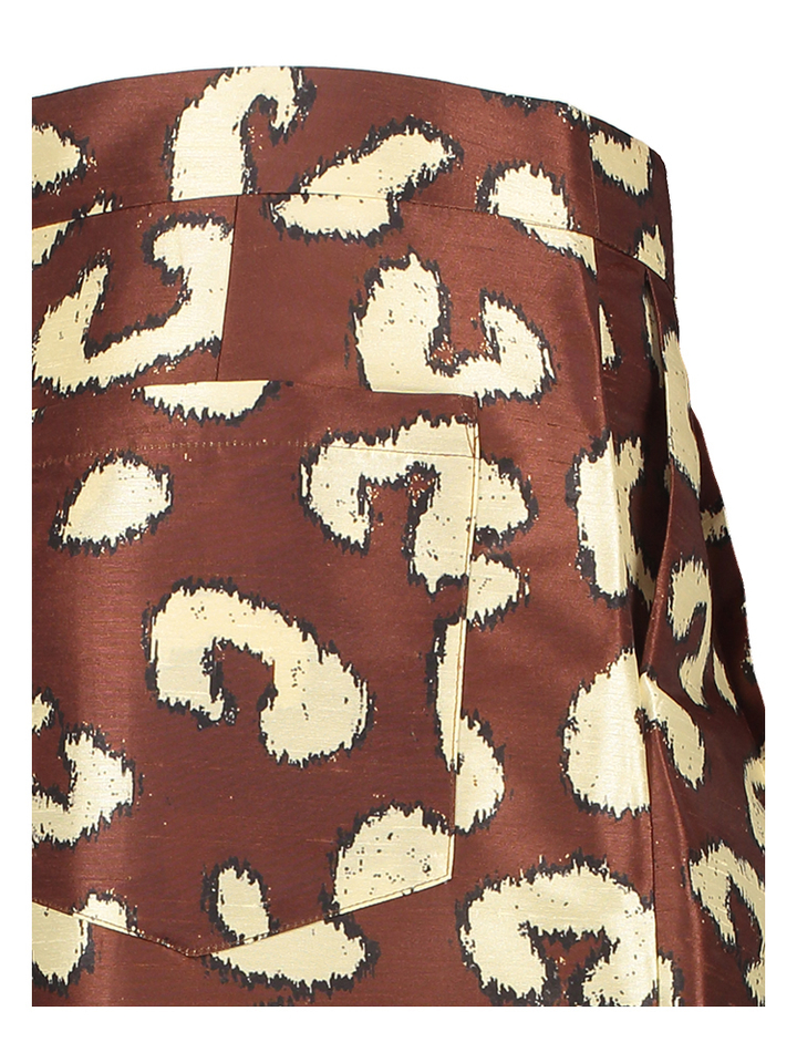 Leopard cropped broek met bandplooi Stella Nova