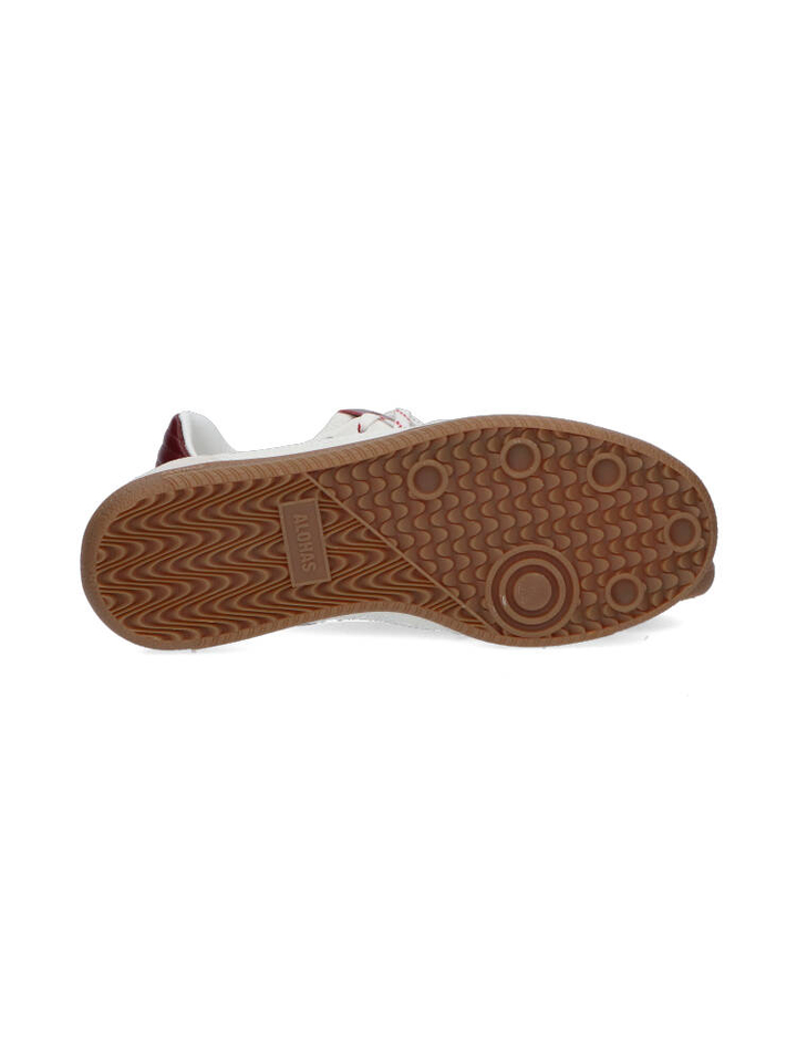 Ecru lage sneakers met bordeaux details Alohas