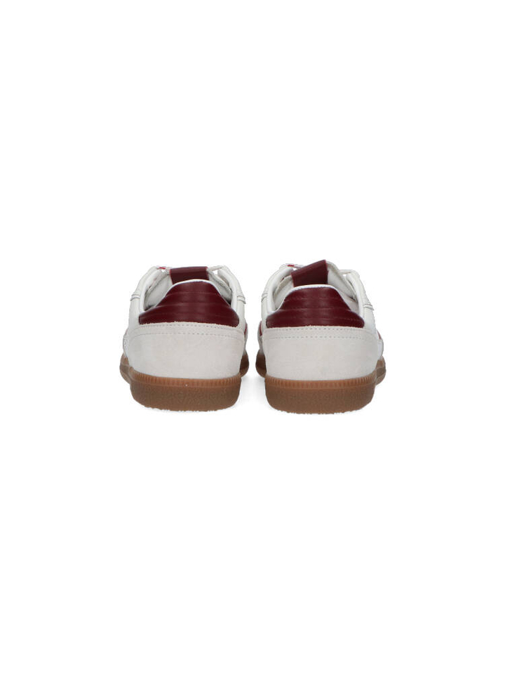 Ecru lage sneakers met bordeaux details Alohas