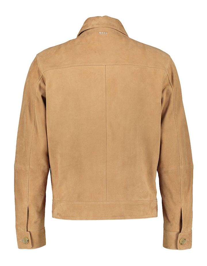 Beige suède jas met rits Hugo Boss