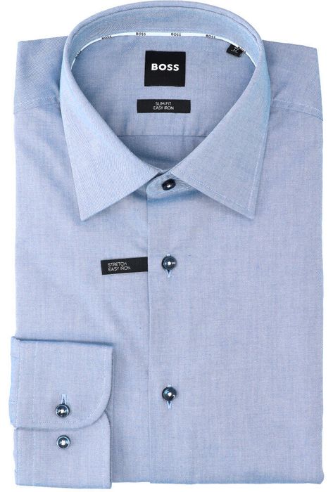 Medium blue katoenen hemd (slim fit) met lange mouwen Hugo Boss